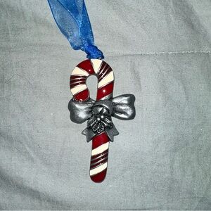 Gloria Duchin Pewter Enamel Candy Cane Christmas Ornament‎
